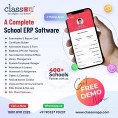 Online School Management Software | Class ON App

India’s first School ERP Software with a powerful toolkit to boost admissions! Class ON is a comprehensive School Erp Software solution featuring over 90 modules, 4 mobile apps, and 30+ specialized services tailored for Indian schools. Class ON  provides an innovative Online School Management Software that simplifies administrative tasks and enhances communication within educational institutions. 
Contact Details-Class ON App
Email - info@classonapp.com
Phone No - 1800- 890-2325 or +91 90237 90237
 Visit- https://classonapp.com/
#streamlineschooloperations #enhancelearning #improvecommunication #boostadmissions #datadrivendecisions #schoolefficiency #classonapp #schoolerp
#schoolmanagementerpsoftware #educationtechnology 
#digitalschool #schoolsoftware #freeschoolsoftware #admissionmanagement
