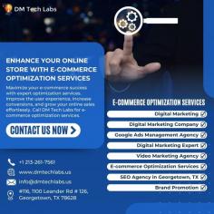 Maximize your e-commerce success with expert optimization services. Improve the user experience, increase conversions, and grow your online sales effortlessly. Call DM Tech Labs for e-commerce optimization services.