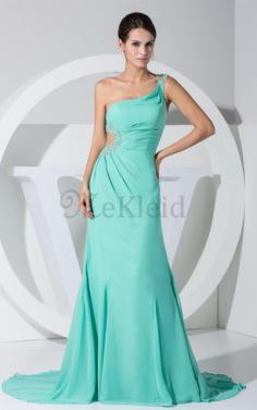 Juwel Ausschnitt Chiffon Gerüschtes Spaghetti Träger Schlüsselloch Rücken Abendkleid