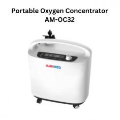 Abimed portable oxygen concentrator operates on 220V±22V 50Hz, with an output pressure of 20-60 Kpa and input power of 210VA. It features a high-quality molecular sieve, provides up to 93%±3% oxygen purity, and has a lifespan of over 10,000 hours. This lightweight, portable unit with wheels includes an automatic alarm system.