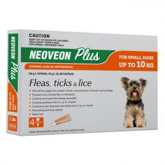 Neoveon Plus is an affordable monthly spot-on for the treatment and prevention of flea infestations, control of brown dog ticks, paralysis ticks, and biting lice on dogs and puppies. Neoveon Plus breaks the flea lifecycle as it kills all life stages of fleas on the dog and its surroundings. Its rapid onset of action kills re-infestations of newly acquired adult fleas effectively.