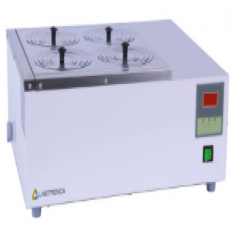 Labotronics Thermostatic Water Bath features a 16L capacity, a temperature range of 5°C to 100°C, and ±0.3°C tolerance for precise heating. It includes a dual-row working chamber, PID controller, and a durable design with a stainless steel  chamber and lid, ideal for reliable lab use.