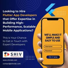 Shiv Technolabs provides skilled Flutter app developers who specialize in building high-performance, cross-platform mobile applications. Our developers are experienced in creating apps that work seamlessly on both Android and iOS, using Flutter’s rich UI toolkit to deliver smooth user experiences.

With expertise in integrating APIs, managing state, and optimizing app speed, Shiv Technolabs ensures reliable app development that meets your business needs effectively.