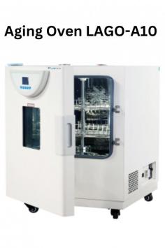 Labtron 91L Aging Oven simulates environmental conditions with a temperature range of RT +20 to 250°C, ensuring product stability under stress. It features a large LCD display, adjustable temperature, wind speed, heating rate, and low-speed sample rotation. Timer range: 0-5999 min, with 2 shelves.
 