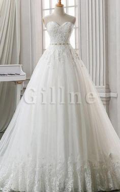 Abito da Sposa Alta Vita con Applique Impero Ball Gown Cuore