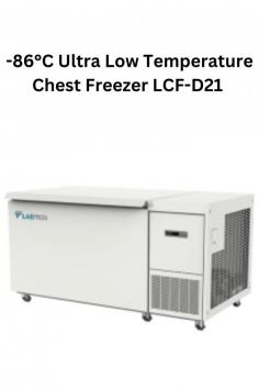 Labtron -86°C Ultra Low Temp Chest Freezer offers 328L capacity and a temperature range of -40 to -86°C, manual defrost, direct cooling, eco-friendly gas refrigerant, durable steel exterior, stainless interior, and low maintenance. Branded compressor and EBM fan, efficient operation with low noise. 
 