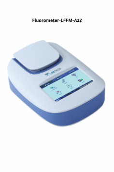  Labtron Fluorometer features 460 ± 20 nm and 525 ± 20 nm excitation filters, measuring dsDNA with a detection limit of 0.5 ng/µl. It offers a dynamic range of five orders and 3-second processing time. Equipped with blue and green LED light sources and a 4.3-inch touchscreen for ease of use.