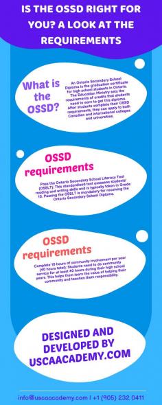 Is the OSSD Right for You? A Look at the Requirements

Visit https://www.uscaacademy.com/ontario-secondary-school-diploma-ossd/ for more information
