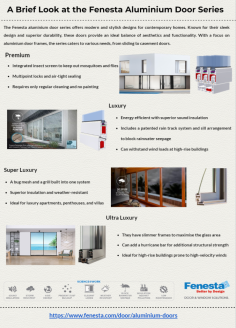 The Fenesta aluminium door series combines modern design with exceptional durability, offering options that suit various needs, from sliding to casement doors. With features like integrated insect screens, energy efficiency, and weather resistance, these doors are perfect for contemporary homes, luxury apartments, and high-rise buildings. Their sleek frames maximize glass area while ensuring structural integrity, making them an ideal choice for stylish and functional living spaces. Visit https://www.fenesta.com/door/aluminium-doors