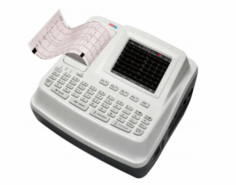 Abimed Multi-Channel Electrocardiograph is a compact, portable device with a 7-inch high-resolution touch screen. It supports 12-lead acquisition, has a frequency response of 0.05–150 Hz, and a measurement range of 1–5 mVp-p with a sensitivity of 2.5–20 mm/mV.
