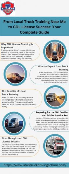 Ready to start your trucking journey? Our complete guide covers essential CDL license training, helping you find truck training near me and offering strategies for mastering the CDL doubles and triples practice test. Get on the road to success with our expert tips. Visit here to know more:https://sites.google.com/view/from-local-truck-training/home