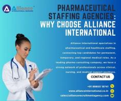 Alliance International are expert in pharmaceutical, healthcare, and healthcare staffing agencies, and we source candidates over a grouping of permanent, temporary, and provincial remedial care jobs. As a top pharma consulting company, we work in keeping with our unfathomable network of candidates in a grouping of clinical jobs, remedial secretary occupations, cardiovascular occupations, general nursing jobs, and driving force livelihoods. For more information visit www.allianceinternational.co.in/pharmaceutical-recruitment-agencies.
#pharmaceuticalstaffing