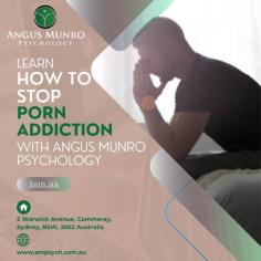 Struggling with porn addiction? Angus Munro offers compassionate porn addiction counselling tailored to help you regain control and rebuild your life. Take the first step towards a healthier future—schedule your confidential session today and discover a path to recovery and empowerment. You deserve a brighter tomorrow! https://www.ampsych.com.au/psychology-treatment-sydney/porn-addiction-therapy-treatment-center/