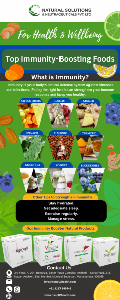 Top Immunity Boosting Foods

Immunity is your body’s natural defense system against illness and infections. Eating the right food can strengthen your immune recompose and keep you healthy. 
Know more: https://www.nsnpl2health.com/

