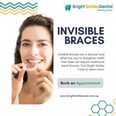 Invisible braces are a discreet technique to straighten teeth that is ideal for those who wish to improve their smile but do not want to wear visible metal braces. These clear aligners progressively correct teeth, making them a popular choice among both teenagers and adults. They are comfortable, removable, and designed to fit your specific dental structure. Visit Bright Smiles Care today to see if invisible braces are correct for you!