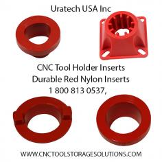 Uratech USA Inc: High-Quality Red Nylon Inserts for CNC Holders
At Uratech USA Inc, we specialize in designing and manufacturing durable red nylon inserts ( CNC Plastic Inserts )for a wide range of CNC holders, including but not limited to:
•	CAT 30, CAT 40, CAT 50
•	BT 30, BT 40, BT 50
•	HSK 40A, HSK 40C, HSK 40E, HSK 63A, HSK 63C, HSK 63E, HSK 100A, HSK 100C
•	CAPTO C6
Our inserts are made to fit precisely and protect your CNC tool holders from damage, ensuring a longer lifespan for your valuable tools. Each product is crafted from high-quality red nylon, known for its exceptional durability, impact resistance, and protective properties. Whether you're in the USA, Canada, or Mexico, we offer same-day shipping to ensure your operations run smoothly without delay.
Why Nylon for CNC Tool Holder Inserts?
Nylon is a popular material for CNC tool holder inserts due to its unique properties, making it ideal for protecting and maintaining the integrity of your CNC holders:
1.	High Durability: Nylon is a robust and long-lasting material. Its excellent mechanical properties allow it to withstand daily wear and tear, ensuring the longevity of your CNC tool holders.
2.	Impact Resistance: Nylon inserts absorb impact forces, reducing the risk of damage to both the tool and the holder during handling or transport.
3.	Chemical Resistance: Nylon offers resistance to many chemicals, including oils, fuels, and solvents, making it an excellent choice for use in industrial environments where exposure to such substances is common.
4.	Temperature Resistance: Nylon maintains its integrity across a broad range of temperatures, which is crucial in environments where CNC machines operate under high heat.
5.	Lightweight and Non-Abrasive: Nylon is lighter than metal inserts but offers superior protection. Its non-abrasive nature prevents scratches or damage to the surface of CNC tool holders.
6.	Flexibility and Shock Absorption: Nylon is slightly flexible, allowing it to accommodate minor variations in size and shape while also absorbing shocks, providing added protection to CNC holders.
Why Choose Uratech USA Inc?
At Uratech USA Inc, we are committed to delivering high-quality storage solutions for CNC tool holders. Our red nylon inserts are precisely engineered to fit your specific needs, whether you're using CAT, BT, HSK, or CAPTO holders. We ensure each insert provides the highest level of protection and functionality, helping you maintain productivity while minimizing the risk of damage.
Same-Day Shipping to USA, Canada, and Mexico
Need your red nylon inserts quickly? We offer same-day shipping to ensure you get the products you need as soon as possible. Whether you're in the USA, Canada, or Mexico, we are ready to meet your demands.
For more information or to place an order, call us at 1-800-813-0537 or email us at info@cnctoolstoragesolutions.com. Our team is happy to assist you with all your CNC tool storage needs.
https://cnctoolstoragesolutions.com/collections/nylon-inserts
