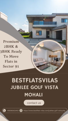 https://www.bestflats-vilas.com/jubilee-golf-vista.php
Looking for luxury apartments in Mohali? Discover Jubilee Golf Vista's premium 2BHK and 3BHK flats in Sector 91, Mohali. Featuring world-class amenities, golf course views, and modern architecture, these ready-to-move homes offer the perfect blend of comfort and elegance. Part of Mohali's top 5 residential projects, Jubilee Golf Vista provides excellent connectivity and investment potential. Contact us today to book your dream home in one of Mohali's best residential complexes. Experience luxury living at its finest with spacious layouts and contemporary design.
