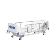 Medical Deals Five-Function Electric Hospital Bed is designed for optimal comfort and care. The backrest elevates to 75° and the footrest to 35°. With a load capacity of 250 kg and height adjustment from 450 to 700 mm, it offers versatility. Trendelenburg position ranges from 0 to 12°.