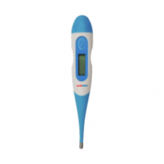 Abimed digital thermometer is capable of measuring temperatures ranging from 32.0 to 42.0 °C with ± 0.1 °C accuracy. Unit features a response time of 60 ± 10 seconds in the oral cavity, 100 ± 20 seconds underarm, and a lasting memory. It has a beeper function for completion alerts.