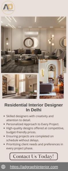 Ad Graphi Interior is a top residential interior designer in Delhi, offering customized design solutions to make your home stylish and functional. With a focus on creativity and client satisfaction, we transform your living spaces into beautiful and comfortable environments tailored to your needs.