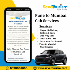 Looking for Pune to Mumbai Cab Services? Experience comfort, safety, and reliability with our premium cab services. Whether it's a business trip, family visit, or quick weekend getaway, we've got you covered with a hassle-free travel experience. Our experienced drivers ensure timely pickups and smooth rides from Pune to Mumbai. Choose from a range of clean, well-maintained vehicles that suit your travel needs. With easy online booking, competitive prices, and 24/7 customer support, your journey becomes our priority. Trust us for the best Pune to Mumbai Cab Services, and travel in peace!