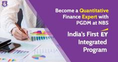 Embark on a career in Quantitative Finance with Narayana Business School’s exclusive PGDM program. India’s first full-time course integrated with EY’s CAFTA program offers in-depth training in quantitative analysis, trading, and portfolio management. This 6-trimester program equips you with essential skills in risk management, data analytics, blockchain, and more, preparing you for high-demand roles globally.  