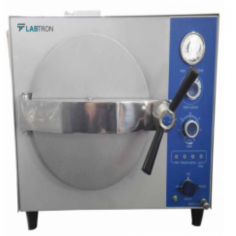 Labtron tabletop autoclave is a compact, robust unit with a 20 L capacity. It has 3 sterilizing baskets and safety features like automatic shutoff and cold air discharge. The temperature adjusts from 105 to 134 °C,and a timer range of 0-60 minutes, ensuring user-friendliness and reliability.
