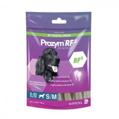 Prozym Dental Sticks are specially designed chews for dog’s dental health. These dental chews clean the dog’s teeth as well as lower plaque and tartar. The unique formulation also helps in controlling bad breath and prevents mouth odor. These dental sticks contains special ingredient RF2 from plant origins. The unique ingredient acts against biofilm that is created by bacteria in the mouth. It acts as a powerful anti-tartar weapon.