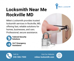 Searching for a locksmith near me in Rockville, MD? Look no further than Mike's Locksmith. We provide fast and efficient locksmith services right in your neighborhood. Our local team is equipped to handle any locksmith emergency, ensuring you receive the help you need without delay. Trust us for all your locksmithing needs, from key duplication to advanced security system installations. Contact us today for immediate assistance!