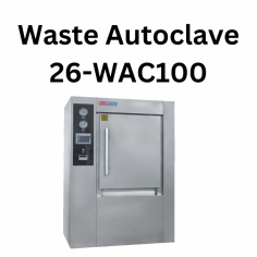 Labexpo Waste Autoclave is a 1200 L top-loading autoclave for solid waste sterilization at 134 °C. It features an LCD display, Siemens and GEMU valves, SPECK vacuum pumps, and GMP authentication. With a temperature range of 115°C to 139°C, it includes noise-absorbing materials, energy-saving insulating pipes, automatic drainage, and a built-in printer.