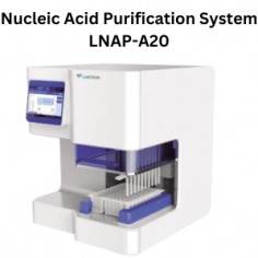 Labtron Nucleic Acid Purification System is a benchtop unit designed for 10 samples with process volumes of 50 to 1000 µl. It utilizes magnetic bead separation technology with 5 ml tube strips and magnetic rod tips. Elution and lysis temperatures range from ambient to 120°C, with a purification accuracy of >95% for 100-copy samples.
