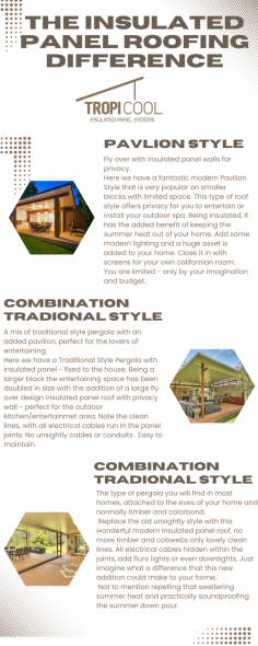 Discover how insulated roof panels can transform your Gold Coast home! This infographic highlights the key advantages, including energy efficiency, noise reduction, and enhanced comfort. Learn why Tropicool Panels is your go-to source for high-quality https://www.tropicoolpanels.com.au/ and how they can improve your living space. Explore more at Tropicool Panels.