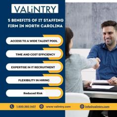 
VALiNTRY is a prominent IT staffing firm based in North Carolina, renowned for its commitment to connecting businesses with top-tier tech talent. With a deep understanding of the IT landscape, VALiNTRY specializes in providing both temporary and permanent staffing solutions tailored to meet the unique needs of each client. Their extensive network encompasses a diverse pool of candidates, ranging from software developers to cybersecurity experts, ensuring that companies can find the right skills for their specific projects.

One of VALiNTRY's key strengths is its personalized approach to recruitment. The firm takes the time to understand the culture and objectives of its client organizations, which enables them to deliver candidates who not only possess the required technical skills but also align with the company’s values. Moreover, VALiNTRY’s team of experienced recruiters stays current with industry trends, allowing them to effectively assess and identify the best talent available in the market.

In addition to staffing services, VALiNTRY offers valuable insights into the local job market, helping clients navigate challenges related to hiring and workforce management. Their dedication to quality and client satisfaction has made them a trusted partner for many businesses in North Carolina, positioning them as a leader in the IT staffing sector. Whether you're a startup looking to scale or an established company seeking specialized skills, VALiNTRY is well-equipped to meet your IT staffing needs.
For more info visit us https://valintry.com/services/the-best-it-staffing-firm-in-north-carolina/