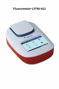 Labtron Fluorometer, featuring 460 ± 20 nm and 625 ± 20 nm excitation filters, measures dsDNA concentrations with a sensitivity of 0.5 ng/µl. Designed with a 4.3-inch touchscreen, it enables easy DNA, RNA, and protein measurement in just 3 seconds and includes a PCR tube adapter.