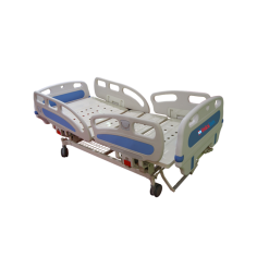 Medical Deals Three Crank Manual Hospital Bed offers patient comfort with adjustable backrest of up to 75° ± 5° and leg rest of 45° ± 5°. It supports up to 250 kg, has 125 mm castors, and height adjusts to 700 mm and offers dimensions of 2170 × 960 × 500 mm, ensuring easy mobility.