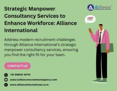 Address modern recruitment challenges through Alliance International's strategic manpower consultancy services, ensuring you find the right fit for your team. For more information, visit www.allianceinternational.co.in/manpower-services. ﻿#manpowerconsultancy﻿.