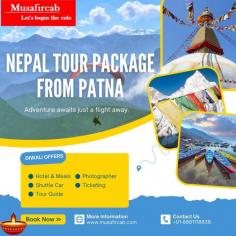 Experience a seamless journey from Patna to Nepal with Musafircab's exclusive tour packages. This package is designed to cater to diverse travel preferences and offers an exciting blend of cultural exploration, spiritual experiences, and natural beauty. Discover Nepal's breathtaking landscapes, ancient temples, and vibrant cities while enjoying the comfort and convenience of our well-organized services. Our package perfectly balances comfort, adventure, and cultural discovery, making it an ideal choice for families, solo travelers, and groups Patna to Nepal Tour Package, Nepal Tour Package from Patna. For any inquiries, don't hesitate to contact us via phone or WhatsApp at +91 8881118838. Our team is ready to assist you with booking, itinerary customization, and any other details you need for a flawless travel experience.