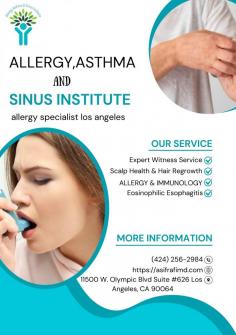 Asif Rafi, MD | Allergy, Asthma & Sinus Doctor is a distinguished provider of advanced medical care specializing in the diagnosis and treatment of allergies, asthma, and sinus conditions in Los Angeles. With expertise in allergic rhinitis, skin allergies, food allergies, and sinusitis, we offer comprehensive, personalized solutions designed to improve patient outcomes.
Our practice also addresses unique sensitivities, including marijuana and hemp allergies, utilizing cutting-edge diagnostic and therapeutic techniques. In addition to clinical care, we provide Expert Witness Services for allergy, asthma, and sinus-related legal cases and specialize in Scalp Health & Hair Regrowth treatments.
From managing seasonal allergies to treating immunodeficiency disorders, Dr. Rafi is committed to delivering evidence-based, patient-focused care. Trust us for unparalleled expertise in allergy and immunology, ensuring optimal health and improved quality of life for every patient.
