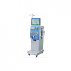 Medzer Dialysis Machine features an LCD touch-screen interface, suitable for HD, IUF, sequential dialysis, and HP. It includes air bubble detection, blood leakage monitoring, a 40-min backup battery, a heparin pump, adjustable blood and dialysate flow, and precise temperature control.
