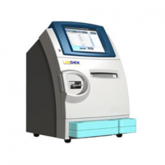 Labdex Blood Gas and Electrolyte Analyzer with 10.4-inch TFT touch screen, infrared detector, and barcode reader. Offers automatic and programmable calibration, stores 50000+ results, and includes a thermal printer. Analyzes pH, pCO2, pO2, potassium, sodium, chloride, calcium, hematocrit, and blood pressure.