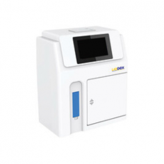 Labdex Electrolyte Analyzer uses Ion-Selective Electrode (ISE) technology for fast, accurate measurement of K+, Na+, and Cl- ions in serum, plasma, whole blood, and urine. It features a 60-150 ul sample volume, 30 sample positions, a built-in thermal printer, 50,000 data points, and automatic calibration.
