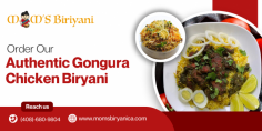 Indulge in the rich flavors of Gongura Chicken Biryani from Mom's Biryani. A perfect blend of tender chicken, aromatic spices, and tangy gongura for an unforgettable meal. Call at (408)-680-9804.
