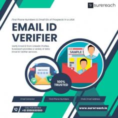 Verify Email ID from Linkedin Profiles. Surereach provides a variety of data Email ID Verifier services. This service is designed to help businesses verify Email IDs online from LinkedIn profiles. The Surereach Email ID Verifier is one of the most well-liked services we offer. For More Details Contact us at number: 9990690960
Visit Website: https://surereach.io/email-id-verifier-3/