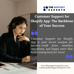 Customer Support for Shopify App is essential for elevating your app's performance and user satisfaction. With quick resolutions, tailored assistance, and a dedicated team, we help you navigate challenges smoothly, maximize app potential, and keep your customers happy—all while you focus on growing your business. Learn more here - https://thesupportexperts.com/
