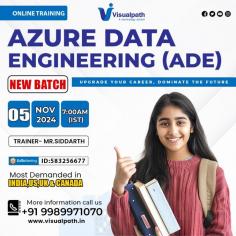   Join Now: https://meet.goto.com/583256677 Attend Online #NewBatch On #AzureDataEngineering (ADE) by Mr. Siddharth . Batch on: 5/11/2024 @7:00 AM IST. Contact us: +91 9989971070 Visit: https://www.visualpath.in/online-azure-data-engineer-course.html WhatsApp: https://www.whatsapp.com/catalog/919989971070