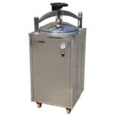 Labdex is a 30L top-loading vertical autoclave with a stainless steel structure. It operates at 126°C-128°C and features a user-friendly hand wheel door. Equipped with a self-inflating seal to prevent leakage, it also includes a dual scale pressure gauge and a work status light for easy operation.