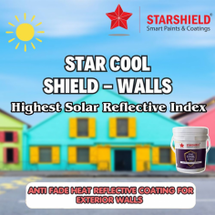 Star Cool Shield Heat Resistant, Energy Saving Paint for Roofs reflects up to 97%, thus it reduces the heat penetration from the roof, keeping the interior cool & comfortable, which in turn reduces the load & cost of air-conditioning as it would require less energy.