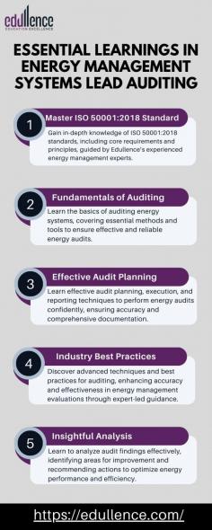 The Energy Management Systems Lead Auditor Training equips professionals with key skills to audit ISO 50001:2018 standards effectively. This course covers energy management principles, audit planning, execution, and reporting. Through hands-on examples and expert insights, participants gain the knowledge to identify energy-saving opportunities, ensuring compliance and efficiency in energy management.