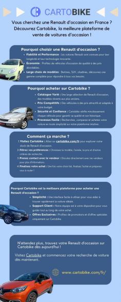 Vous souhaitez Acheter Voiture Renault occasion en France? Cartobike vous aide à trouver le modèle qui correspond à vos besoins. Notre plateforme intuitive vous permet d’accéder facilement à une grande variété de Renault d'occasion. Que vous soyez à la recherche d’une Clio, Mégane ou autre, Cartobike vous offre une expérience sans stress pour acheter ou vendre en toute sécurité, sans frais cachés. Rejoignez-nous et faites de votre projet automobile une réalité!
Visite : https://cartobike.com/fr/public-ads/car/renault-263/france