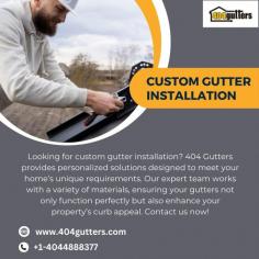 Looking for custom gutter installation? 404 Gutters provides personalized solutions designed to meet your home’s unique requirements. Our expert team works with a variety of materials, ensuring your gutters not only function perfectly but also enhance your property’s curb appeal. Contact us now!